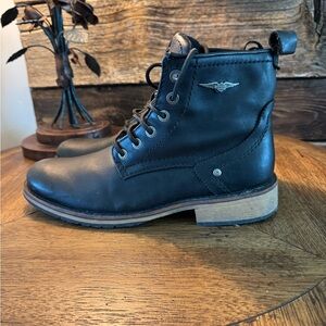 Harley Davidson 94159 Vintage Black Leather Combat Biker Boot Black Men's 9.5
